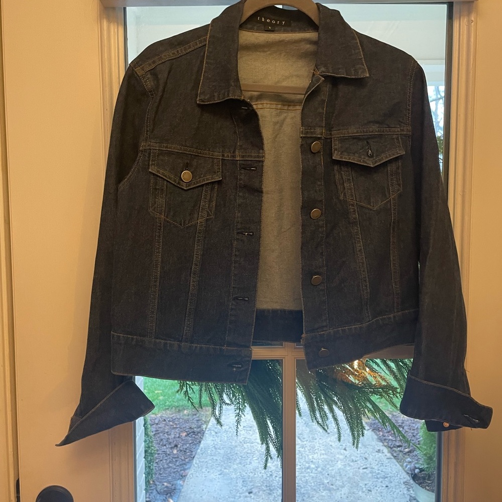 Theory Dark Wash Denim Jacket - Blue